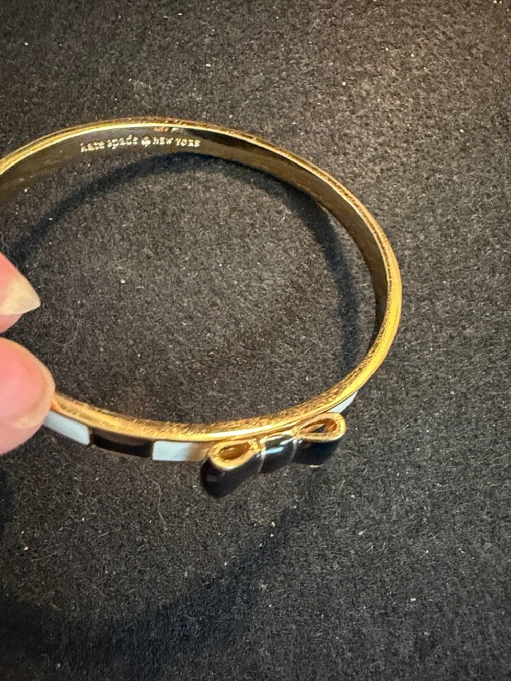 kate spade Gold-Tone Bangle with Black Enamel Bow - Picture 3 of 3